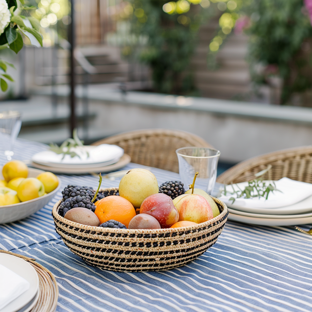 Spring Kitchen Table Styling with a Fruit Bowl