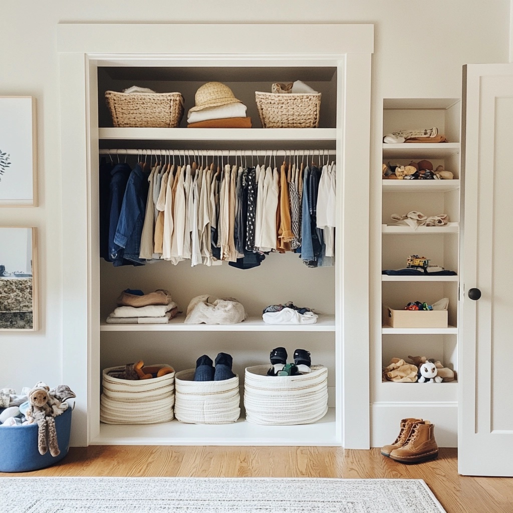 Closet organization ideas and tips for kids rooms. 