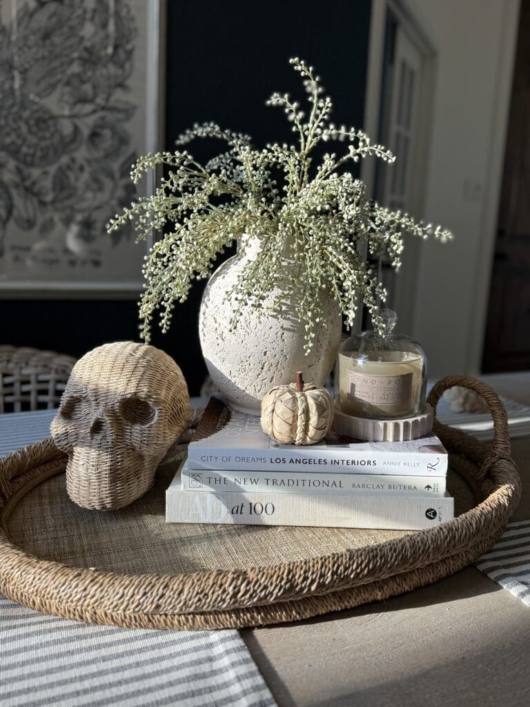 Halloween Centerpiece Ideas with Rattan Skull